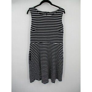 Talbots Womens Dress Large Petite LP Blue White Striped Zip Preppy Pockets